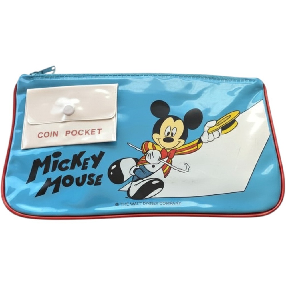 Walt Disney Vintage Mickey Mouse Vinyl Pencil Case Pouch Coin Pocket 1970s 70s